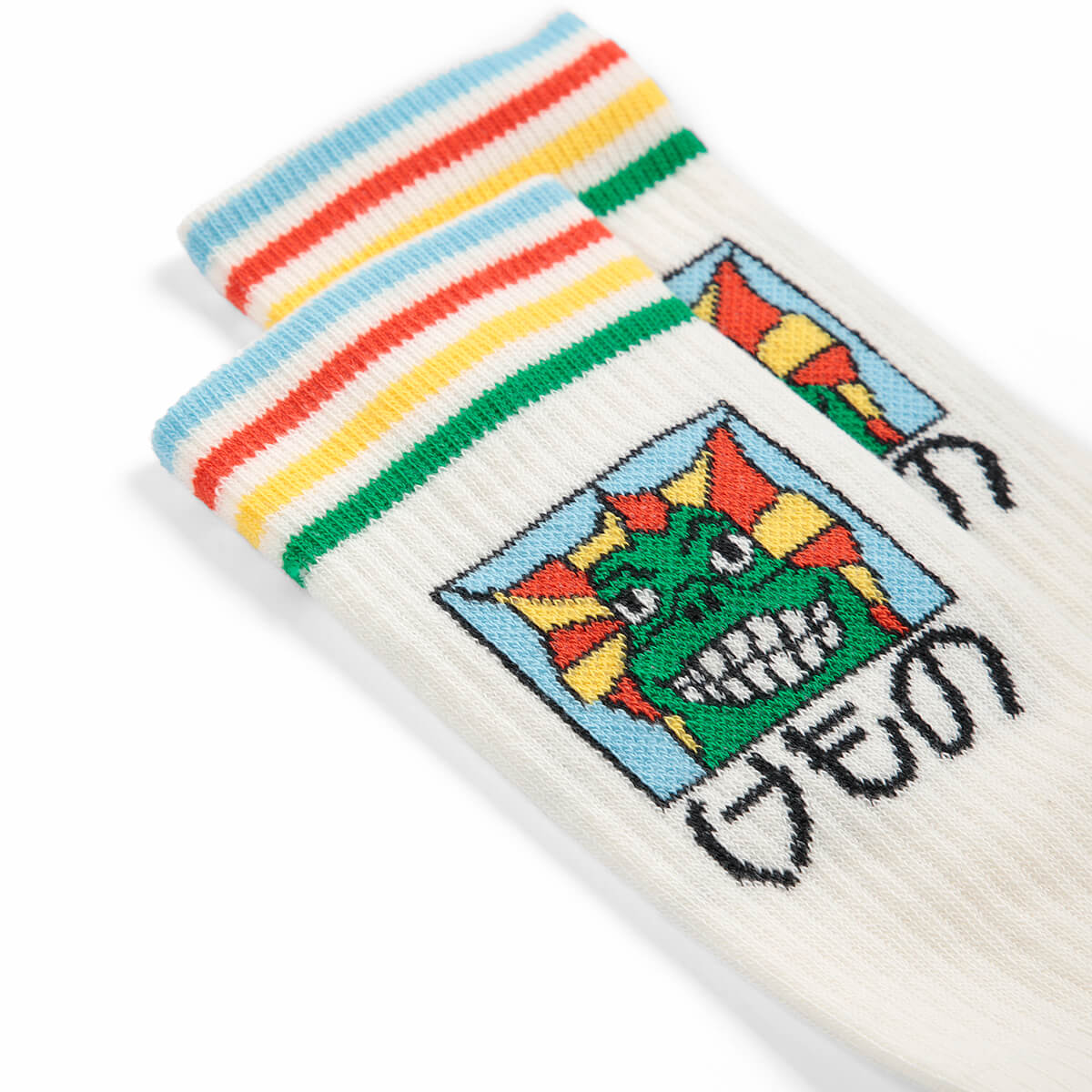 Chaussettes longues en mélange de coton imprimé monstre bête multicolore ludique avec motif graphique amusant pour enfants au quotidien (2-11 ans)