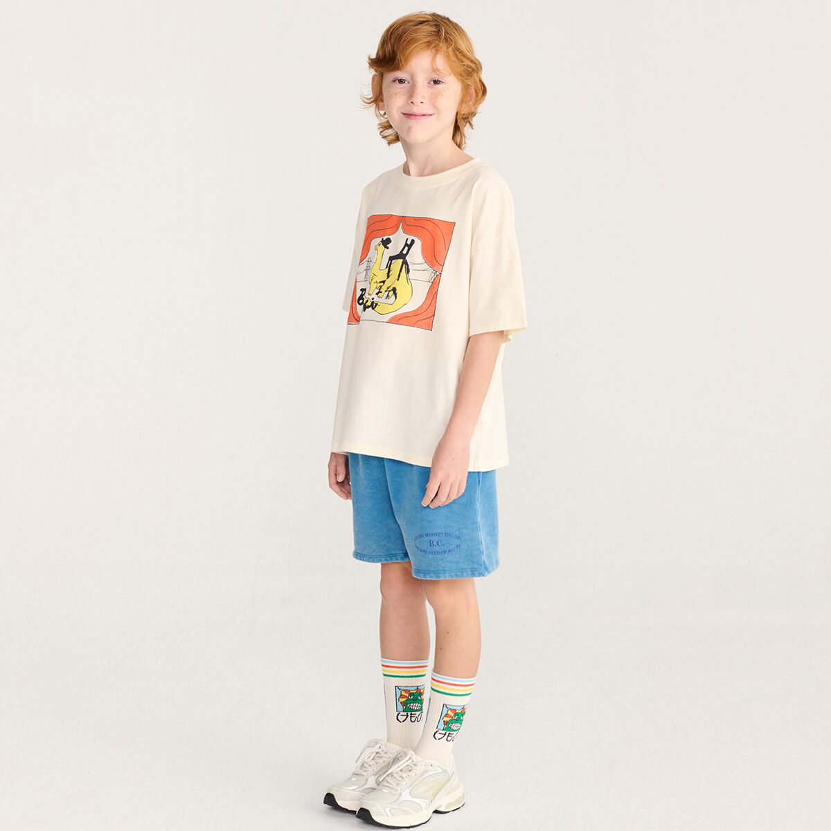 Chaussettes longues en mélange de coton imprimé monstre bête multicolore ludique avec motif graphique amusant pour enfants au quotidien (2-11 ans)