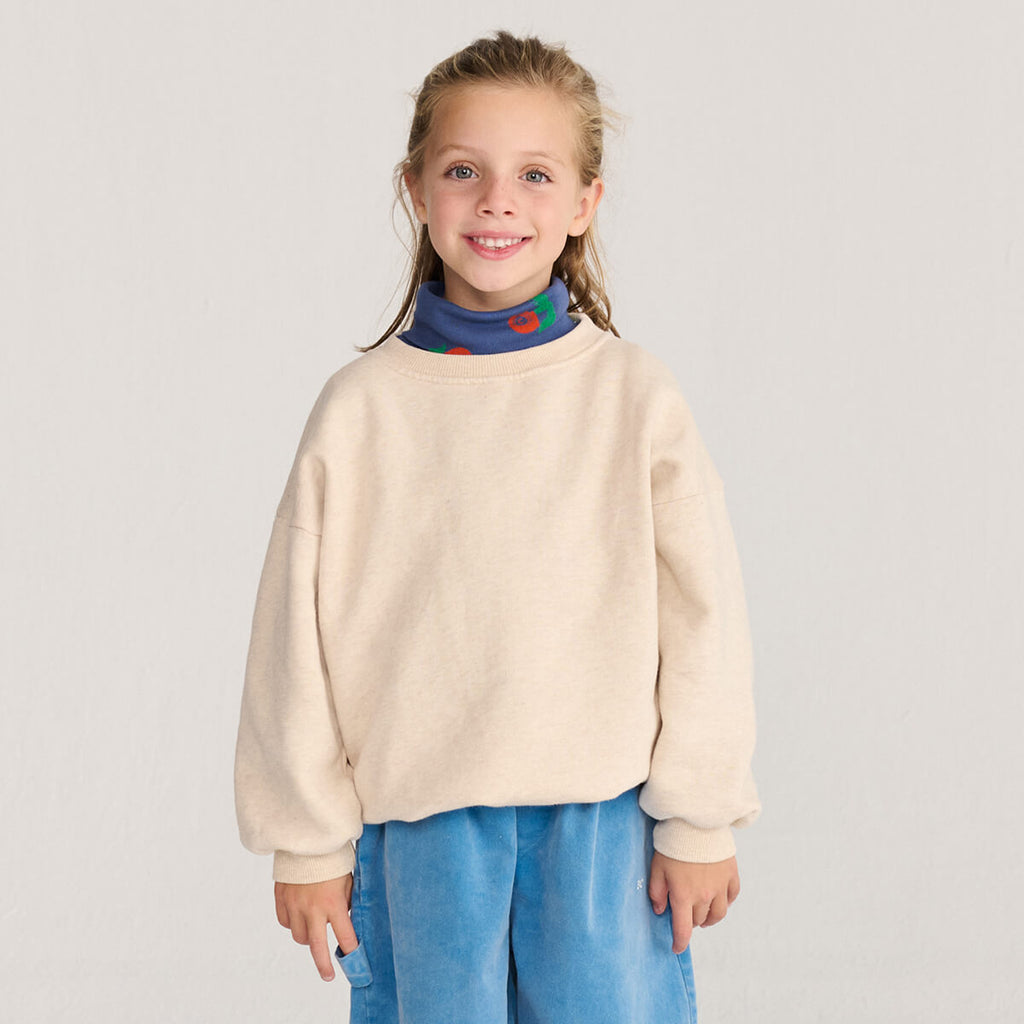 Sweat-shirt décontracté en coton beige à motif bête avec grand imprimé au dos coupe décontractée pour enfants automne hiver (1-13 ans)