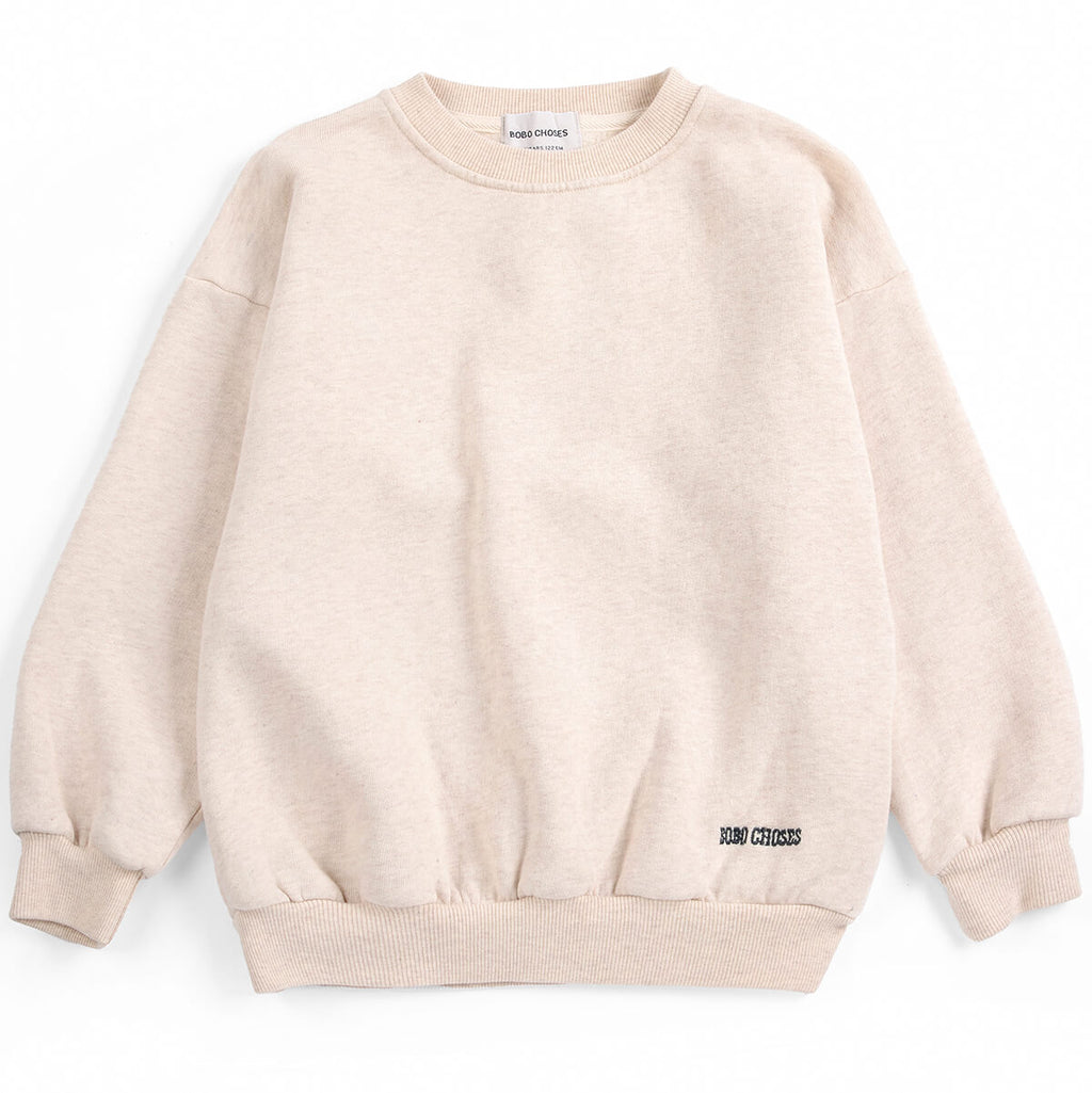 Sweat-shirt décontracté en coton beige à motif bête avec grand imprimé au dos coupe décontractée pour enfants automne hiver (1-13 ans)