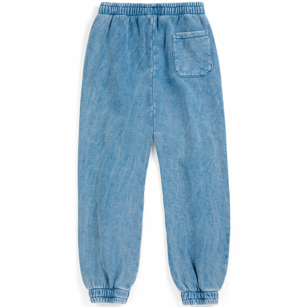 Pantalon de jogging décontracté en mélange de coton biologique avec motif graphique bleu, taille élastiquée et poches latérales pour enfants (1-13 ans)