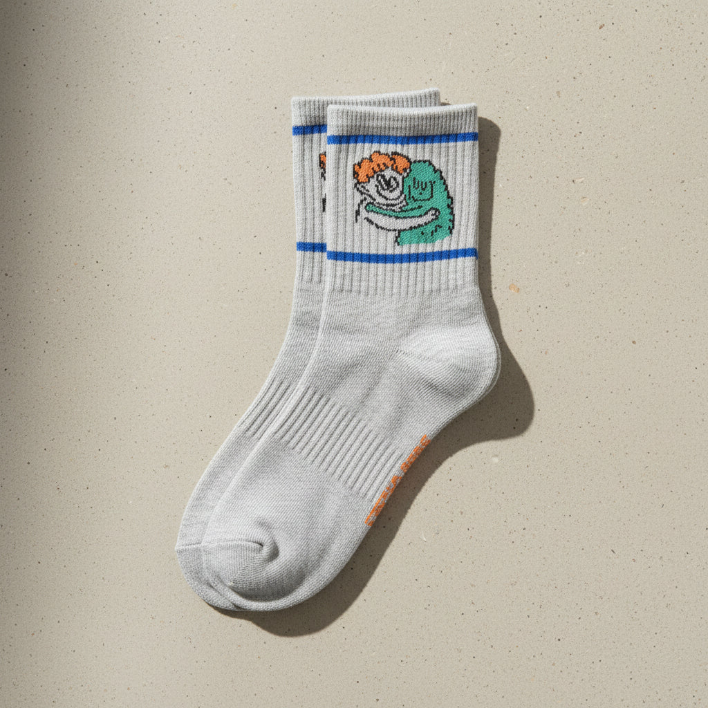 Chaussettes courtes en coton mélangé avec motif de monstre poilu multicolore ludique et motif de créature mignonne pour enfants au quotidien (2-11 ans)