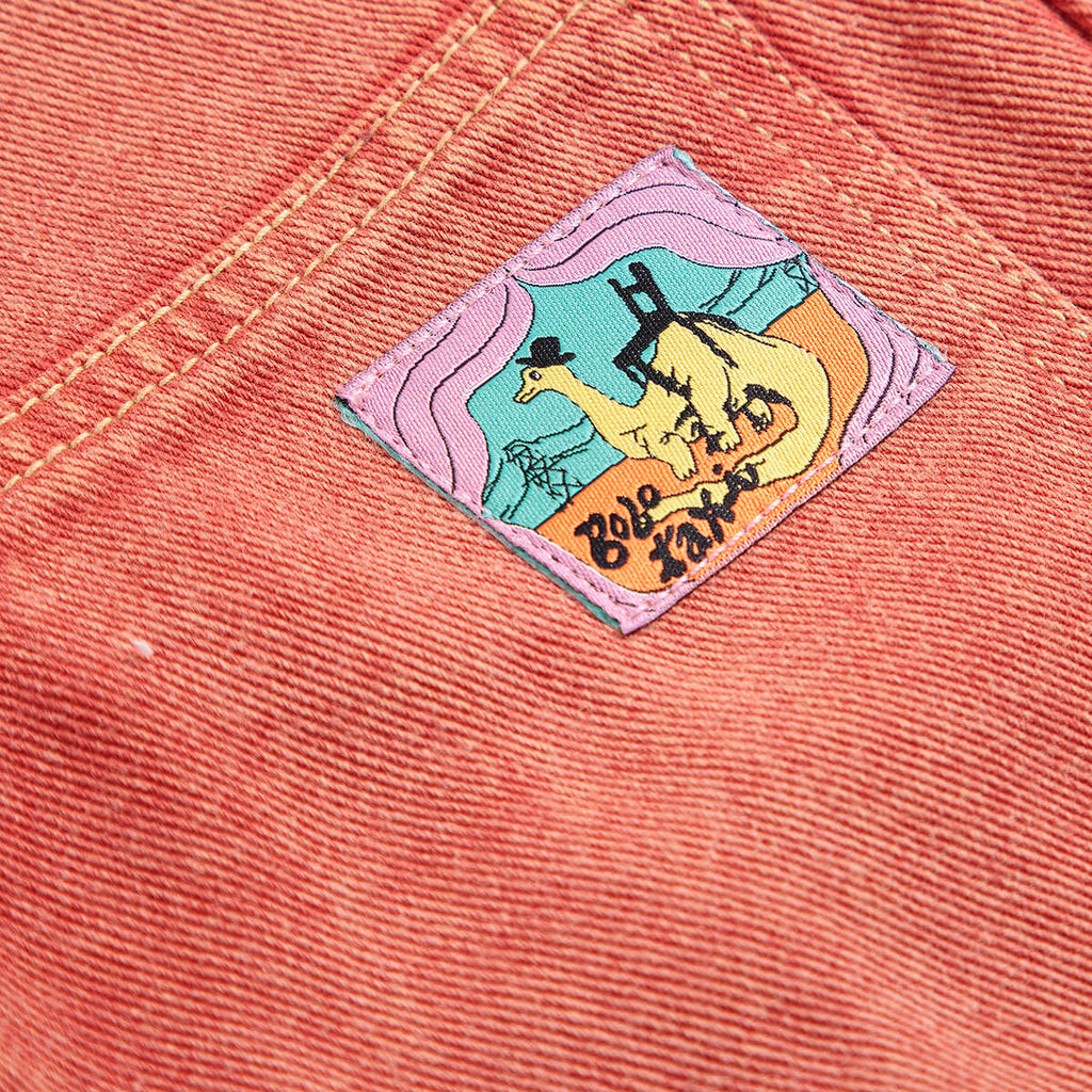 Pantalon en sergé kaki imprimé dinosaure espiègle avec étiquette graphique amusante pour les enfants de 2 à 13 ans