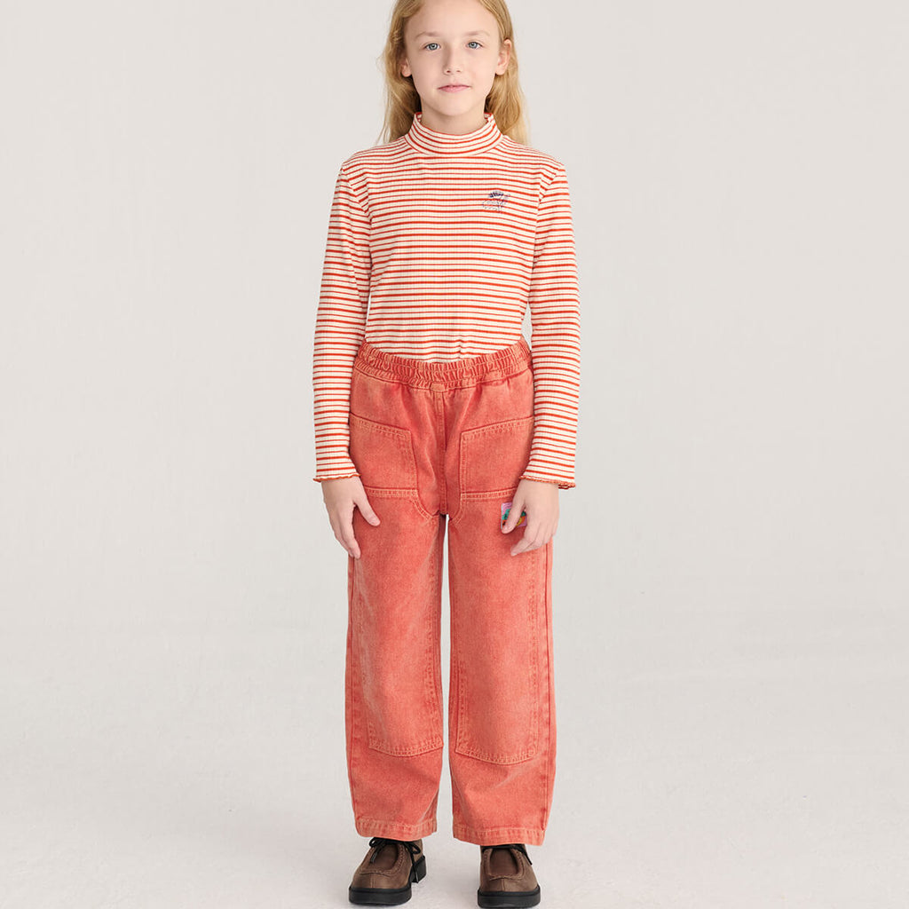 Pantalon en sergé kaki imprimé dinosaure espiègle avec étiquette graphique amusante pour les enfants de 2 à 13 ans