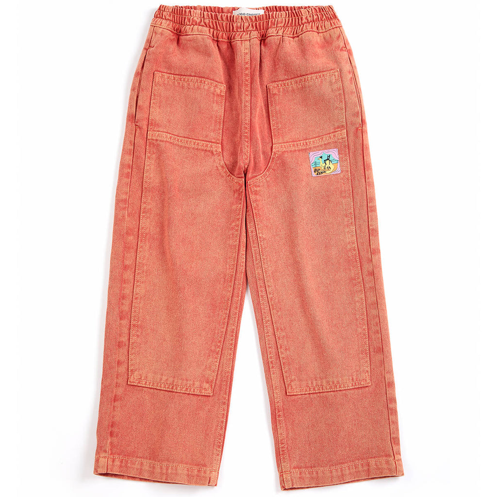 Pantalon en sergé kaki imprimé dinosaure espiègle avec étiquette graphique amusante pour les enfants de 2 à 13 ans