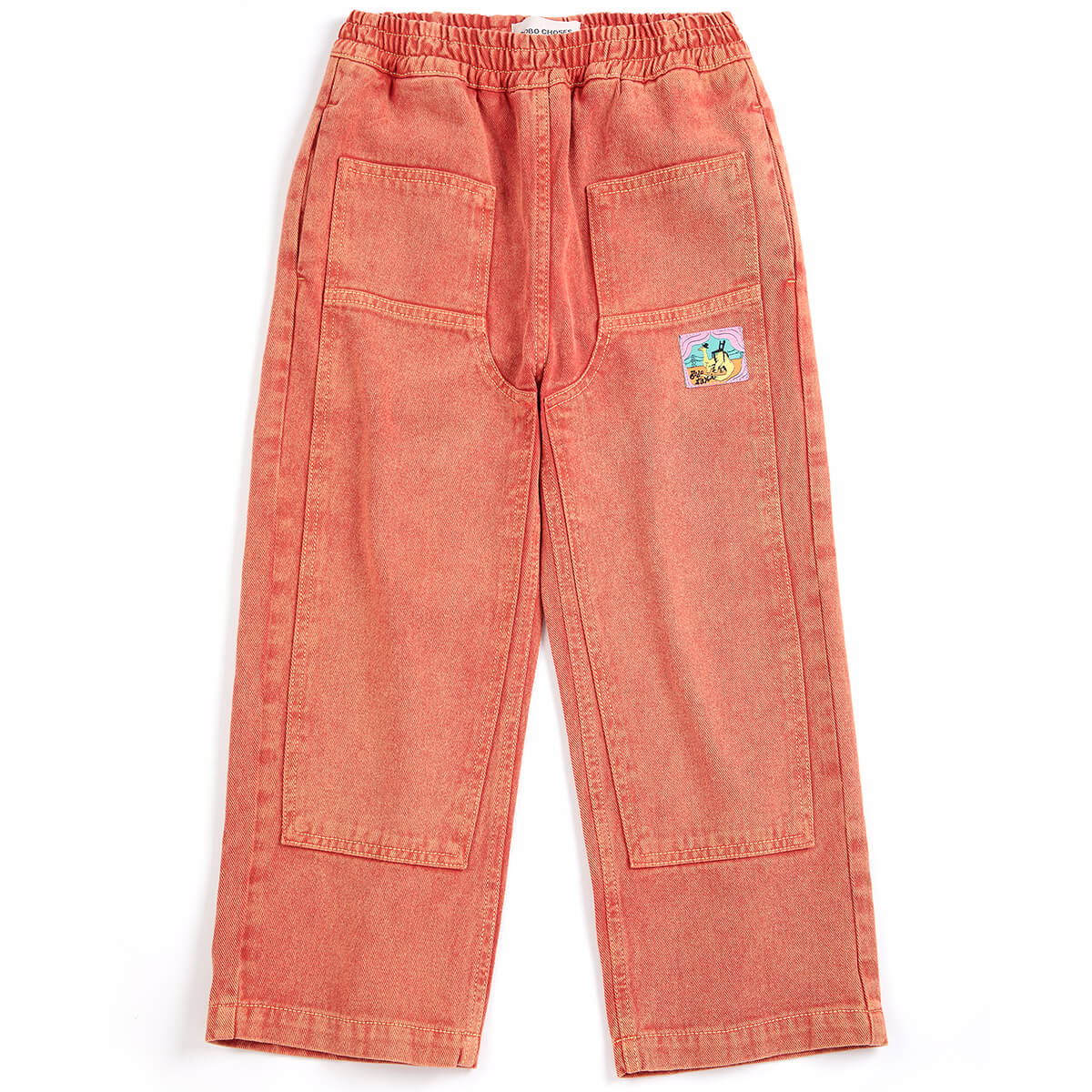 Pantalon en sergé kaki imprimé dinosaure espiègle avec étiquette graphique amusante pour les enfants de 2 à 13 ans
