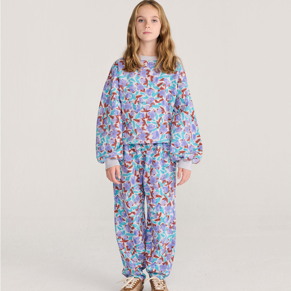 Pantalon de jogging cocon en coton imprimé all-over aquarelle multicolore artistique avec silhouette décontractée oversize pour le quotidien des enfants (2-13 ans)