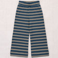Pantalon à coupe évasée et jambes larges en coton, motif sgraffite artistique bleu marine, inspiré de l'art, pour enfants (2-10 ans)
