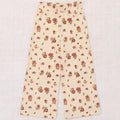 Pantalon large en coton, coupe trapèze, imprimé floral rose antique  blanc naturel artistique, motif floral décontracté pour les enfants de 2 à 10 ans