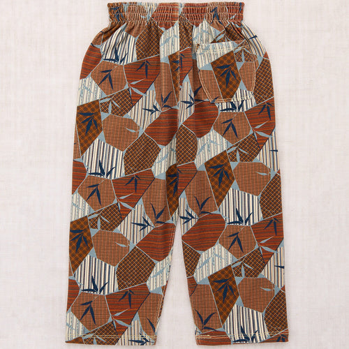 Pantalon camp en coton à imprimé floral Kyoto rose doré artistique avec taille élastique décontractée pour enfants (3-8 ans)