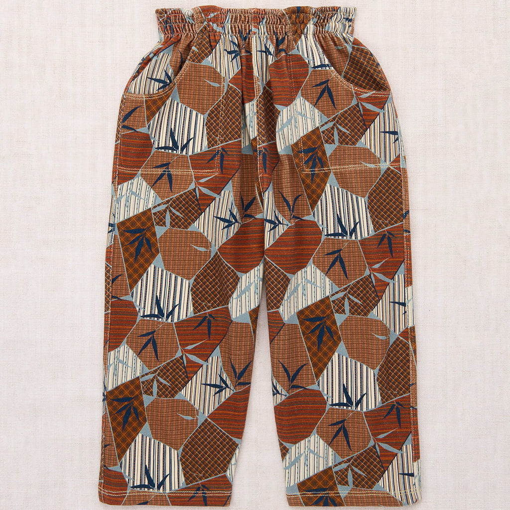 Pantalon camp en coton à imprimé floral Kyoto rose doré artistique avec taille élastique décontractée pour enfants (3-8 ans)