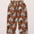 Pantalon camp en coton à imprimé floral Kyoto rose doré artistique avec taille élastique décontractée pour enfants (3-8 ans)