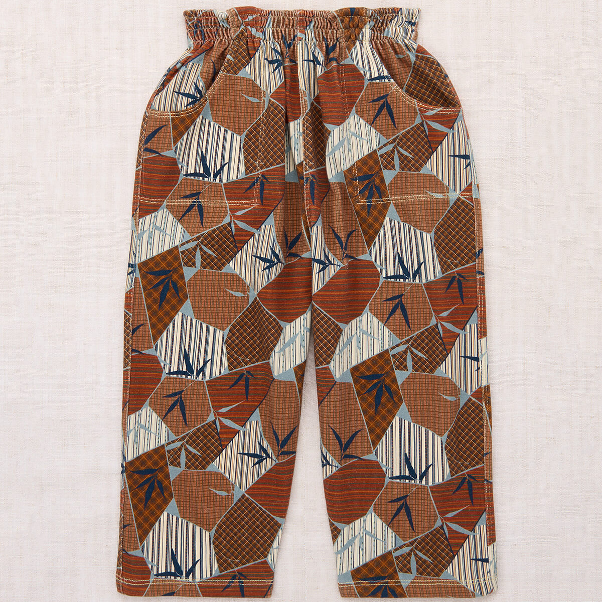 Pantalon camp en coton à imprimé floral Kyoto rose doré artistique avec taille élastique décontractée pour enfants (3-8 ans)