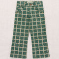 Pantalon évasé ajusté en toile de coton vert olive uni pour enfants (3-8 ans)