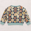 Sweat-shirt ras du cou en coton imprimé à motifs géométriques marins pour enfants, avec blocs de couleur, pour le quotidien (3-8 ans)