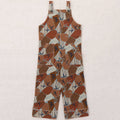 Salopette en coton imprimé floral Kyoto or rose artistique avec bretelles réglables pour enfants (3-8 ans)
