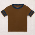 T-shirt décontracté en coton uni muscade à col rond et manches courtes, coupe décontractée et sportive pour le quotidien des enfants (2-10 ans)