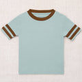 T-shirt décontracté en coton vert uni à col rond et manches courtes, coupe sport décontractée pour le quotidien des enfants (2-10 ans)