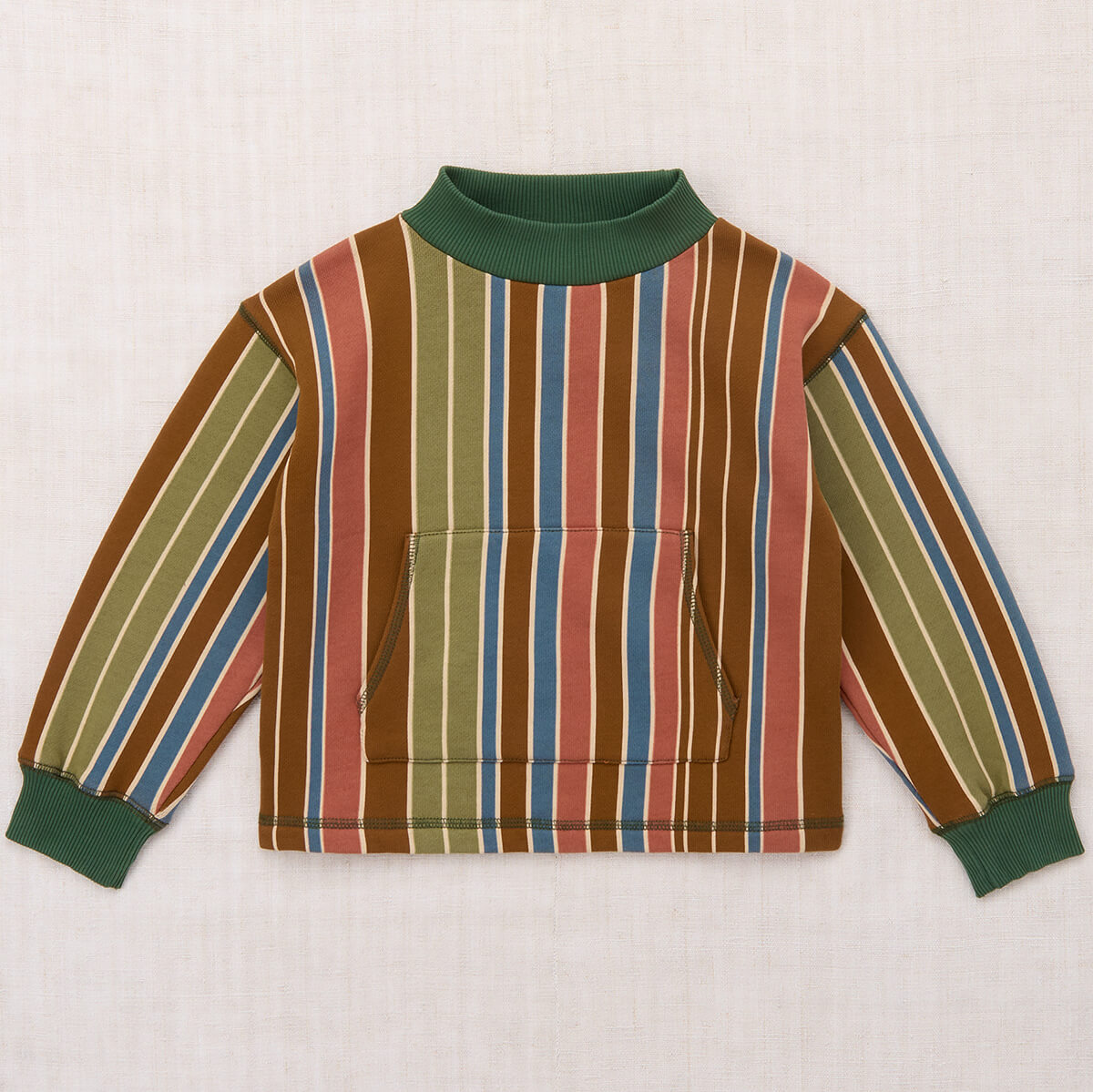 Sweat-shirt décontracté en coton rayé avec poche kangourou pour enfants, idéal au quotidien (3-8 ans)