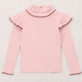 Haut à col roulé uni en coton rose cerise à manches longues et col haut au design épuré pour enfants, collection automne-hiver (2-10 ans)