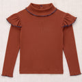 Haut à manches longues col roulé en coton uni  minimaliste avec col montant doux et chaud pour enfants automne hiver (2-10 ans)