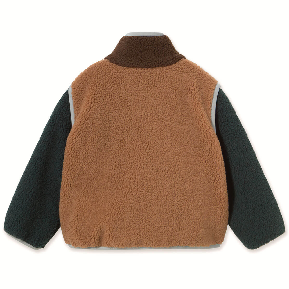 Veste décontractée en sherpa color-block marron clair avec doublure polaire chaude pour enfants Automne Hiver (2-12 ans)