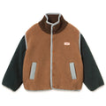 Veste décontractée en sherpa color-block marron clair avec doublure polaire chaude pour enfants Automne Hiver (2-12 ans)