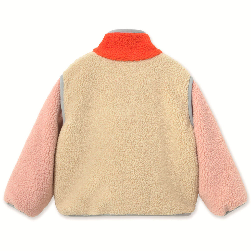 Veste Casual Sherpa Color-Block Vanille avec Doublure en Polaire Chaude pour Enfants Automne-Hiver (2-12 ans)