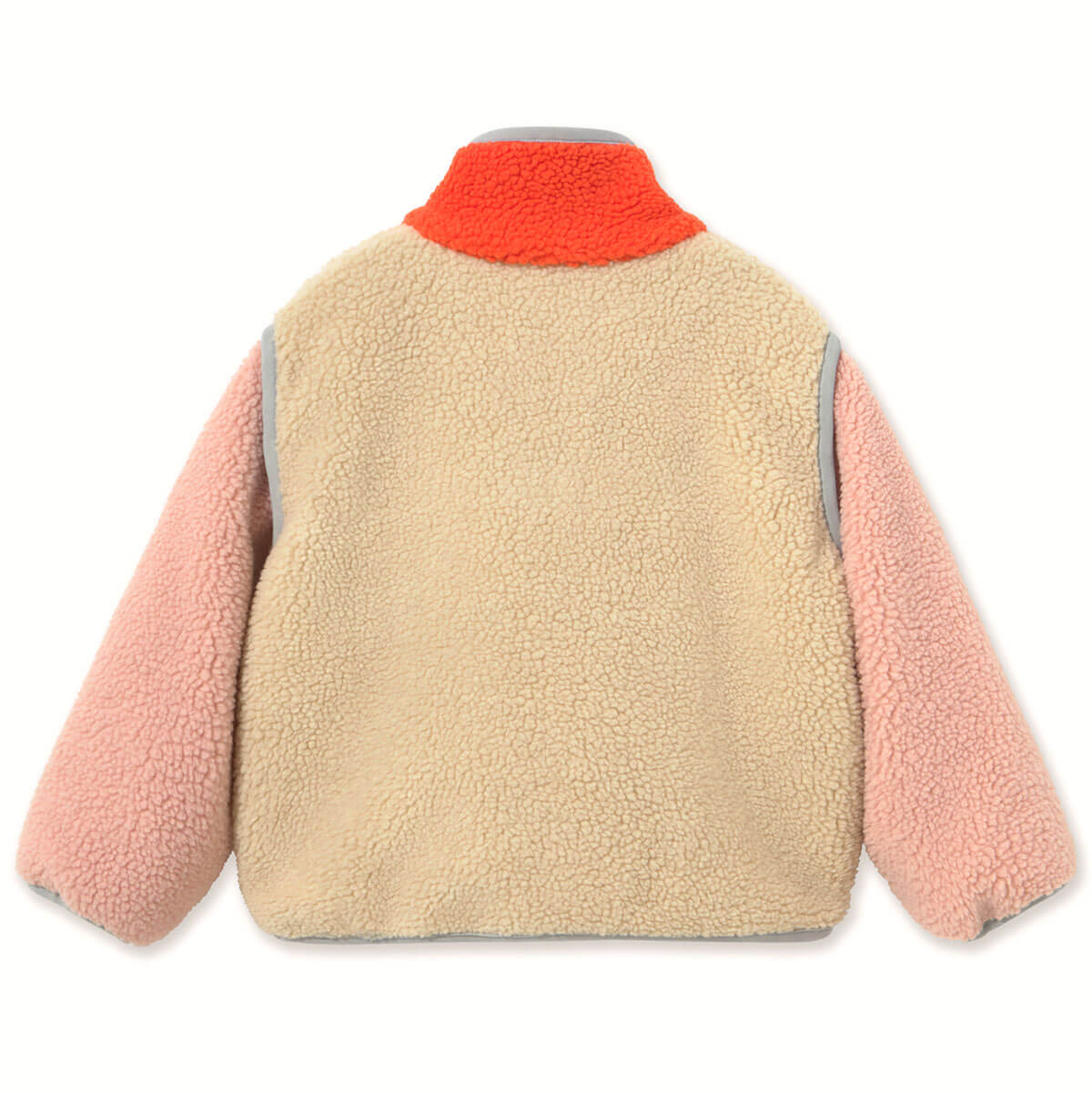 Veste Casual Sherpa Color-Block Vanille avec Doublure en Polaire Chaude pour Enfants Automne-Hiver (2-12 ans)