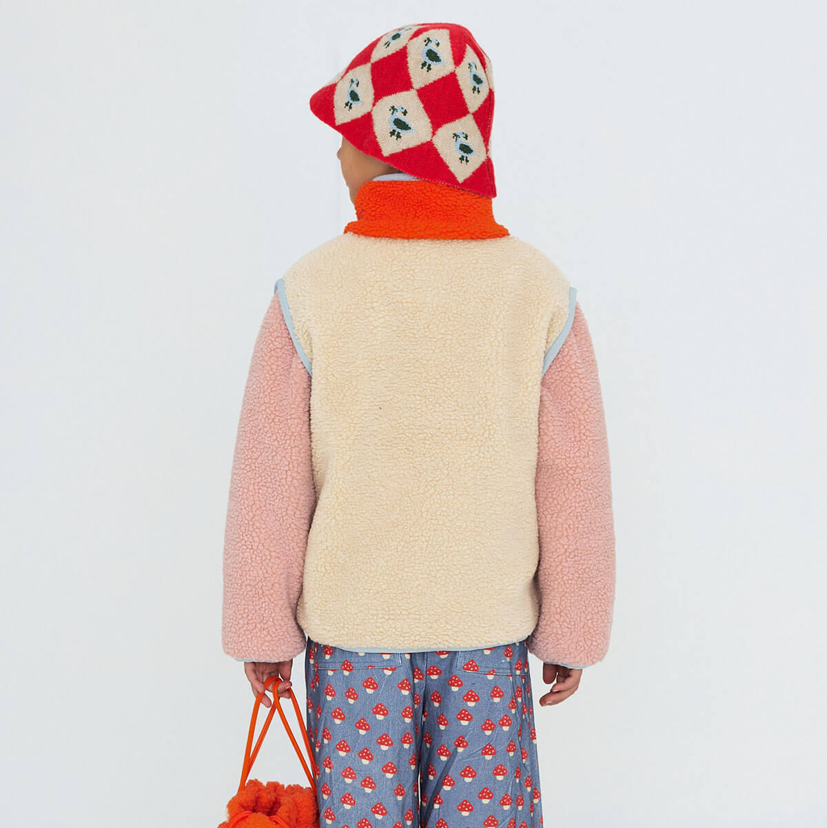 Veste Casual Sherpa Color-Block Vanille avec Doublure en Polaire Chaude pour Enfants Automne-Hiver (2-12 ans)
