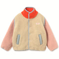 Veste Casual Sherpa Color-Block Vanille avec Doublure en Polaire Chaude pour Enfants Automne-Hiver (2-12 ans)