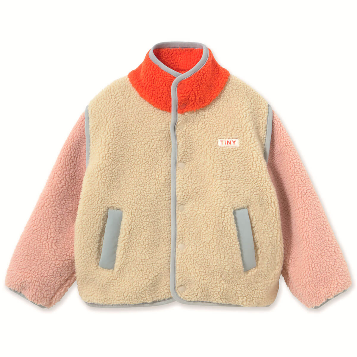 Veste Casual Sherpa Color-Block Vanille avec Doublure en Polaire Chaude pour Enfants Automne-Hiver (2-12 ans)