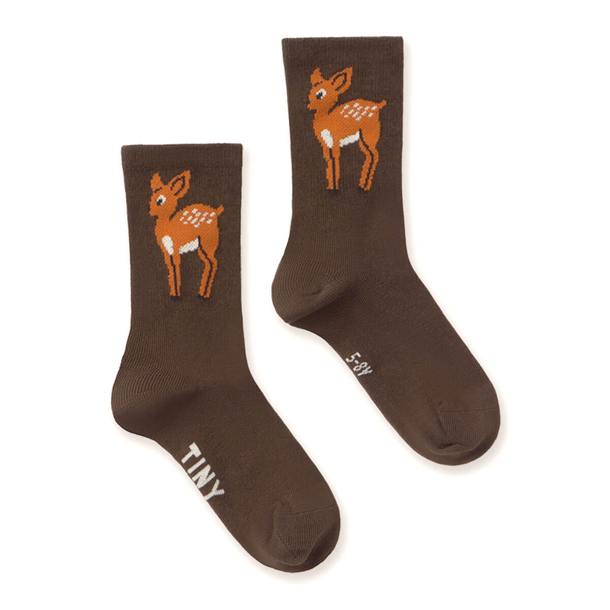 Chaussettes mi-hautes en mélange de coton à imprimé cerf multicolore inspiré de la nature, avec motif animaux de la forêt pour enfants au quotidien (2-12 ans)