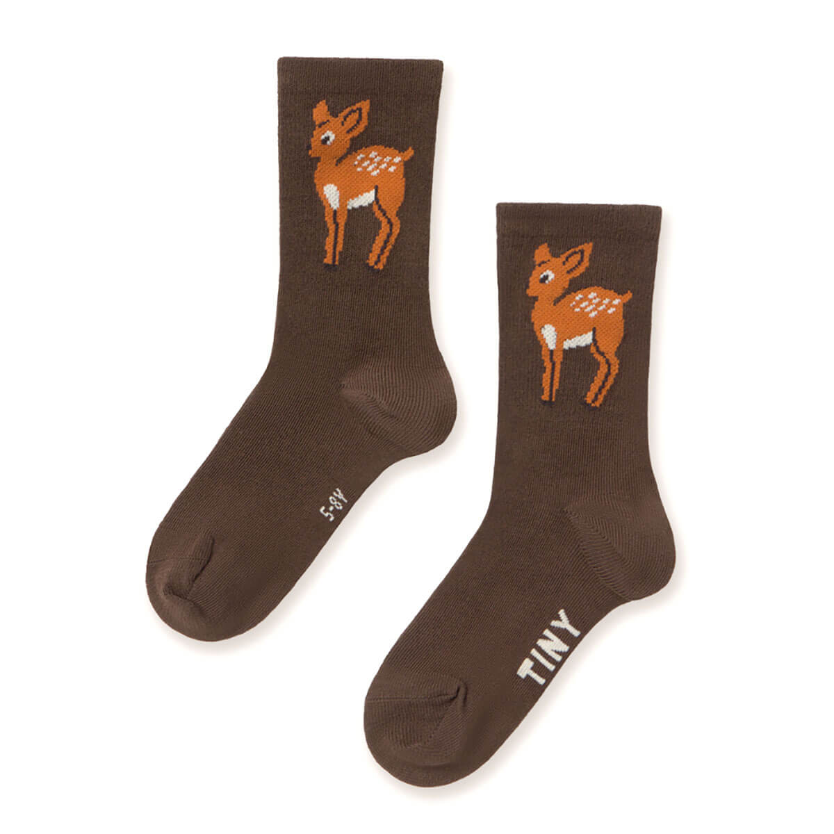 Chaussettes mi-hautes en mélange de coton à imprimé cerf multicolore inspiré de la nature, avec motif animaux de la forêt pour enfants au quotidien (2-12 ans)