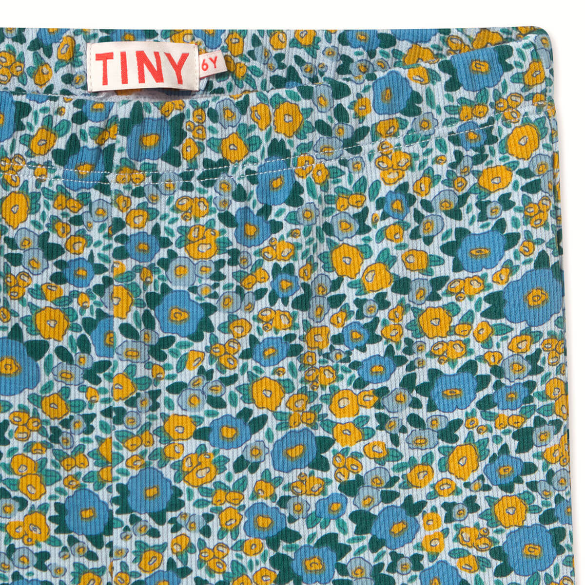 Pantalon en coton côtelé à motif floral bleu délavé artistique avec taille élastique pour le confort des enfants au quotidien (3-10 ans)