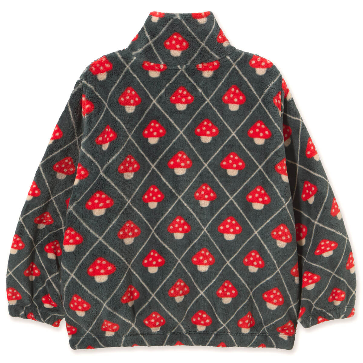 Veste polaire zippée décontractée bleu encre imprimé champignons pour enfants, collection automne-hiver (3-10 ans)