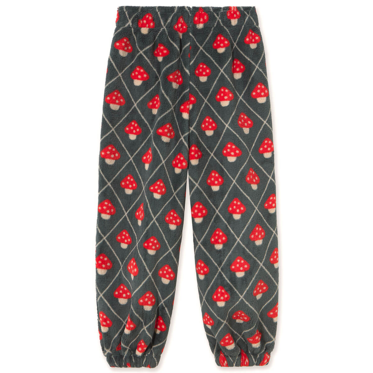Pantalon de jogging polaire décontracté bleu encre imprimé champignons pour enfants (3-10 ans) - Confort douillet pour l'automne et l'hiver
