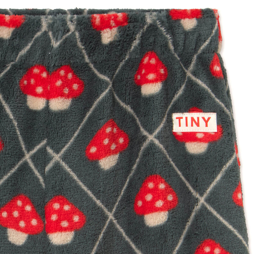 Pantalon de jogging polaire décontracté bleu encre imprimé champignons pour enfants (3-10 ans) - Confort douillet pour l'automne et l'hiver