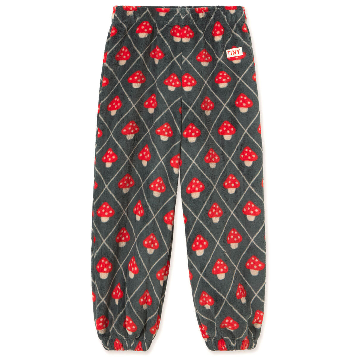 Pantalon de jogging polaire décontracté bleu encre imprimé champignons pour enfants (3-10 ans) - Confort douillet pour l'automne et l'hiver