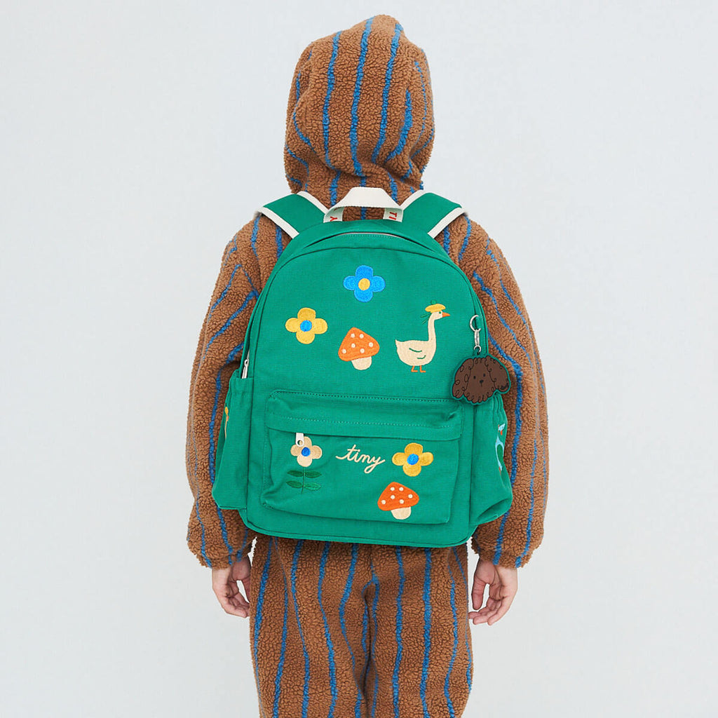 Sac à dos en toile à motif étang d'hiver émeraude foncé inspiré de la nature avec un grand design de capacité pour l'école quotidienne des enfants